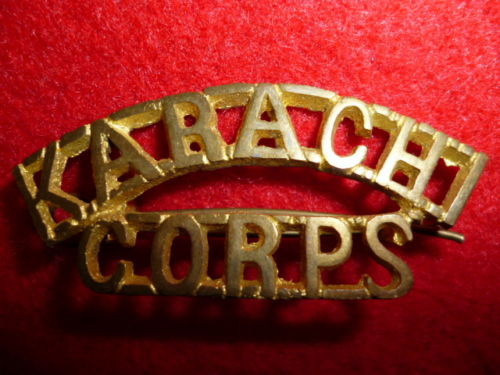 Karachi Corps Auxiliary Force Brass Shoulder Title